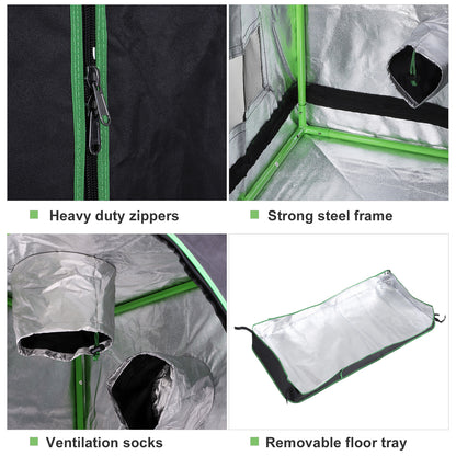 Grow Tent Reflective Mylar Hydroponic with Adjustable Vents and Floor Tray for Indoor Plant Growing