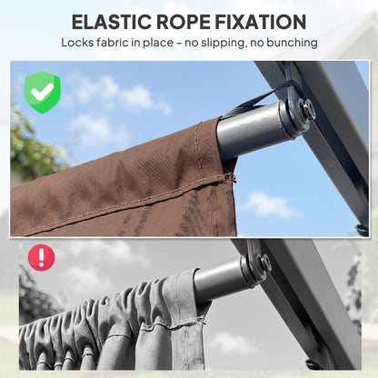 Retractable Pergola Cover, 3.5 x 2.6 m Replacement Canopy Fabric for 4 x 3 m Frame, Roof Top Only, Brown