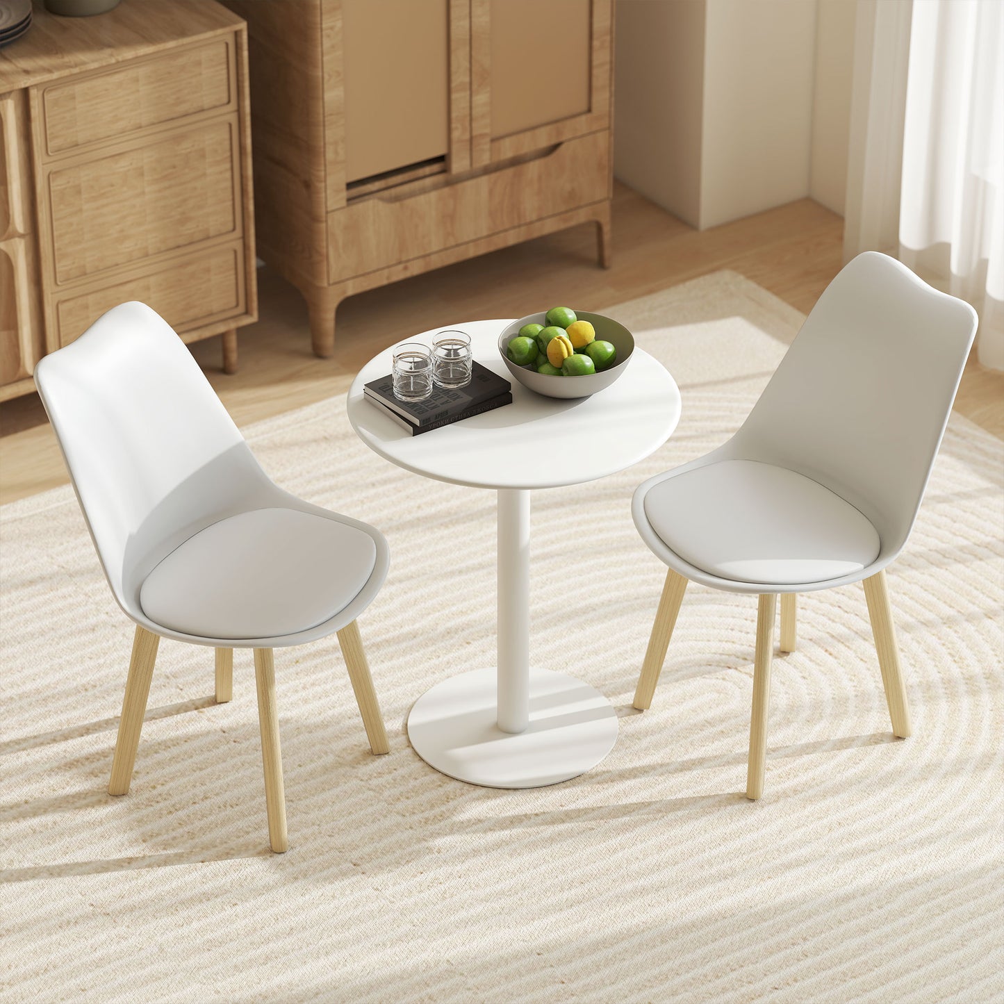 Dining Table, Round Kitchen Table with Steel Base for Living Room, Dining Room, 60 x 60 x 72cm, White