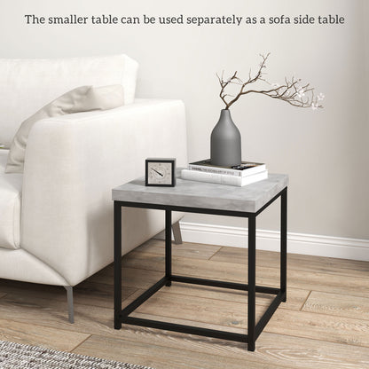 Coffee Table Set of 2, Nest of Tables with 3.5cm Thick Tabletop, Grey