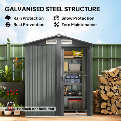 4.3 x 5ft Outdoor Garden Storage Shed - Grey Wood Effect