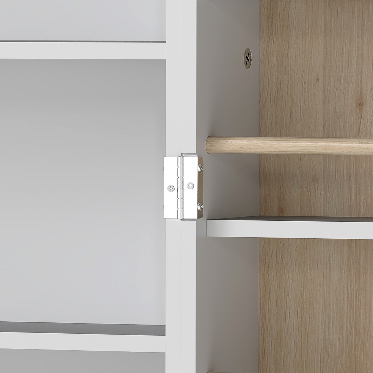 119.5 cm Kitchen Cupboard, Freestanding Kitchen Cabinet with Double Doors, 5 Tiers, 12 Spice Racks, White