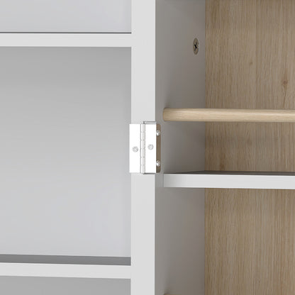 119.5 cm Kitchen Cupboard, Freestanding Kitchen Cabinet with Double Doors, 5 Tiers, 12 Spice Racks, White