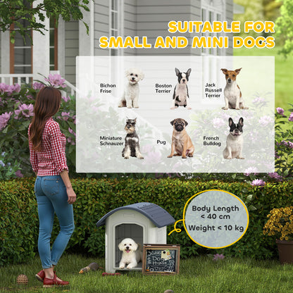 Outdoor Dog Kennel, Plastic Dog House with Removable Floor, Waterproof Roof, Raised Floor, 71 x 60 x 63 cm
