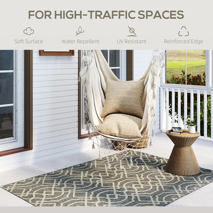 UV Resistant Indoor & Outdoor Area Rug, Easy-Cleaning Machine Washable Rug with Geometric Pattern for Patio, Garden, Kitchen
