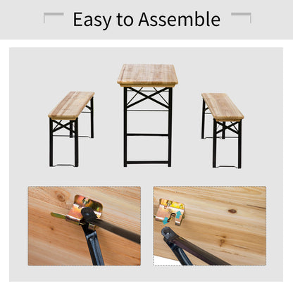Portable Folding Camping Picnic Table and Bench Set Garden BBQ Chairs Stools Trestle Wooden Wood (120cm(L) x 25cm(W) x 46cm(H