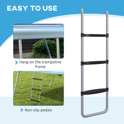 Galvanised Steel Trampoline Ladder, 2 Steps/3 Steps Outdoor Trampoline Accessories for 6ft, 8ft, 10ft, 12ft, 13ft, 14ft