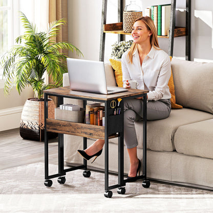 63 cm Drop Leaf Writing Work Desk - Rustic Brown