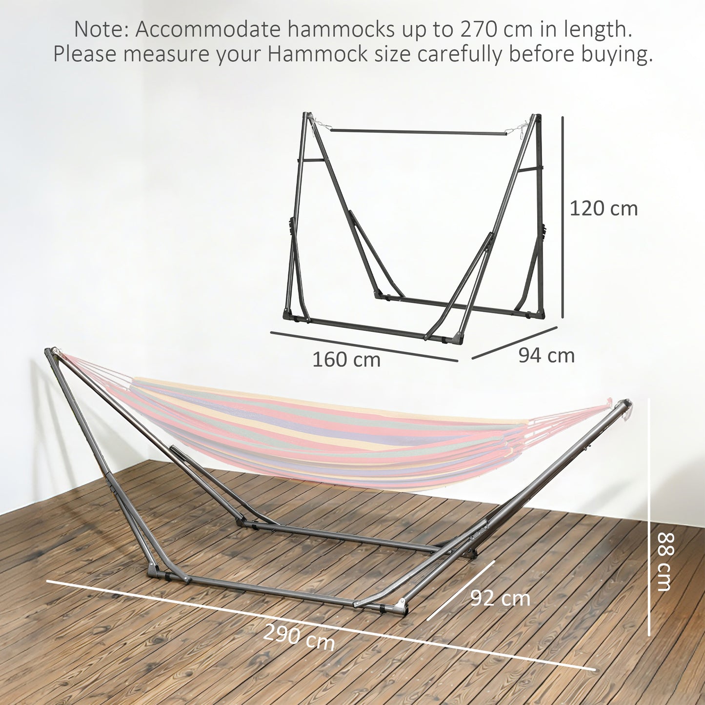 3 in 1 Foldable Hammock Stand, Portable Hanging Chair Stand with Metal Frame, Clothes Drying Rack, Load Capacity 120kg