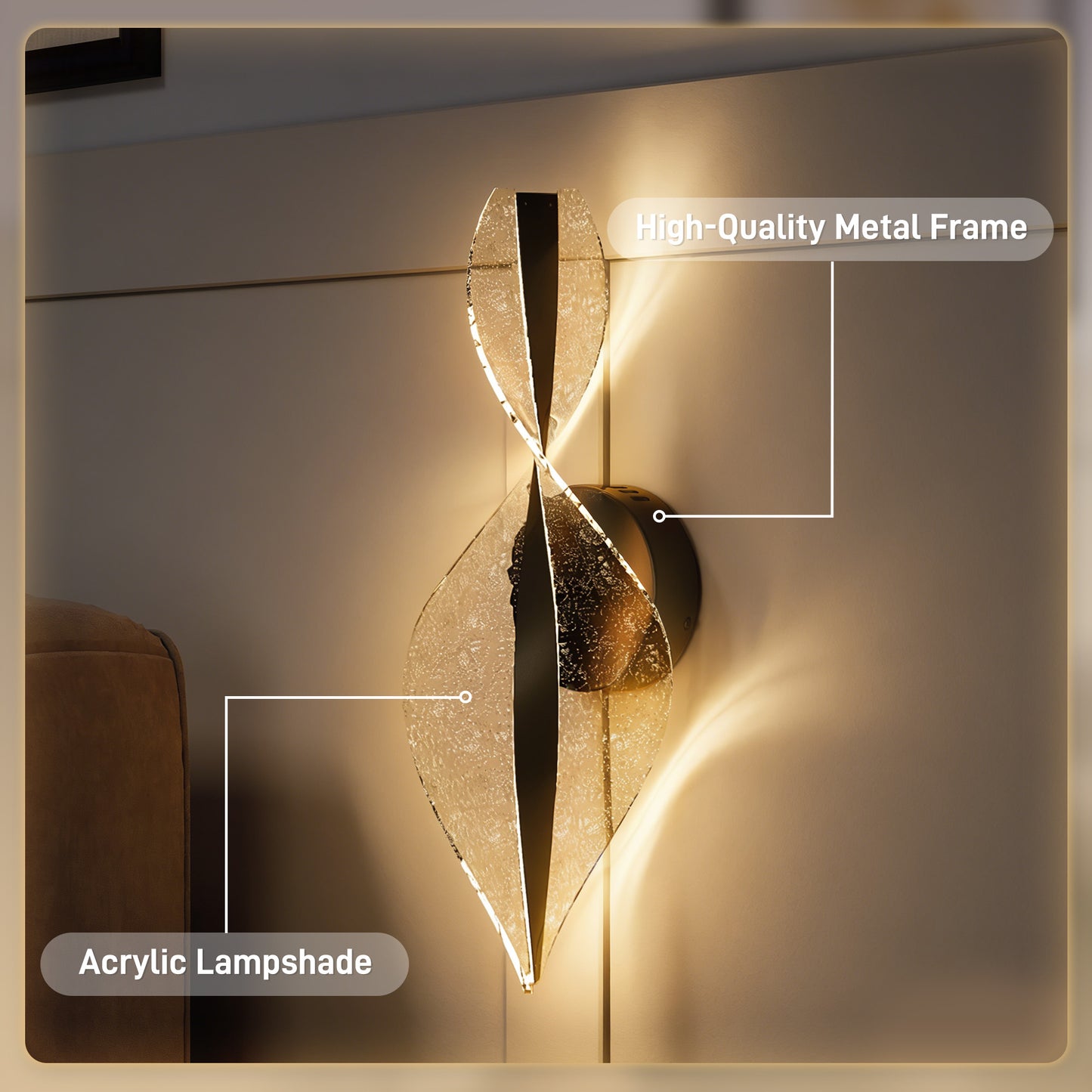 Led Wall Lamp 2 Pack, 13W Modern Indoor Spiral Wall Light, Colour Temperature Adjustable 3000K/4000K/6500K, for Bedroom