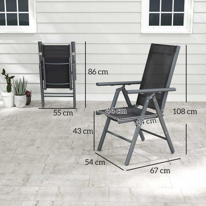 Set of 2 Folding Garden Chairs, Aluminium Frame Outdoor Dining Chairs with Breathable Mesh Back and Seat