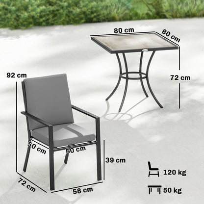 5 Pieces Outdoor Dining Set with Thick Cushions, Garden Dining Set for 4 with Stackable Chairs, Grey