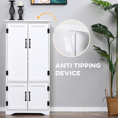 Accent Floor Storage Cabinet, Kitchen Cupboard Sideboard with Adjustable Shelves and 2 Lower Doors, White