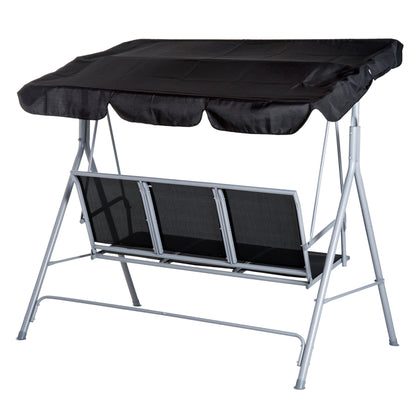 Outdoor 3-Seater Swing Chair-Black