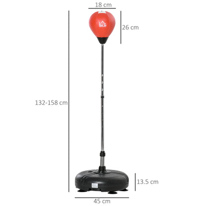 Punching Bag with Stand, 133-151cm Adjustable Height, for Teens, Red/Black