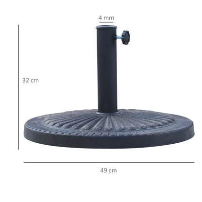 14kg Garden Parasol Base, Round Resin Sun Umbrella Base, Outdoor Umbrella Stand for 38mm or 48mm Outdoor Umbrella Poles