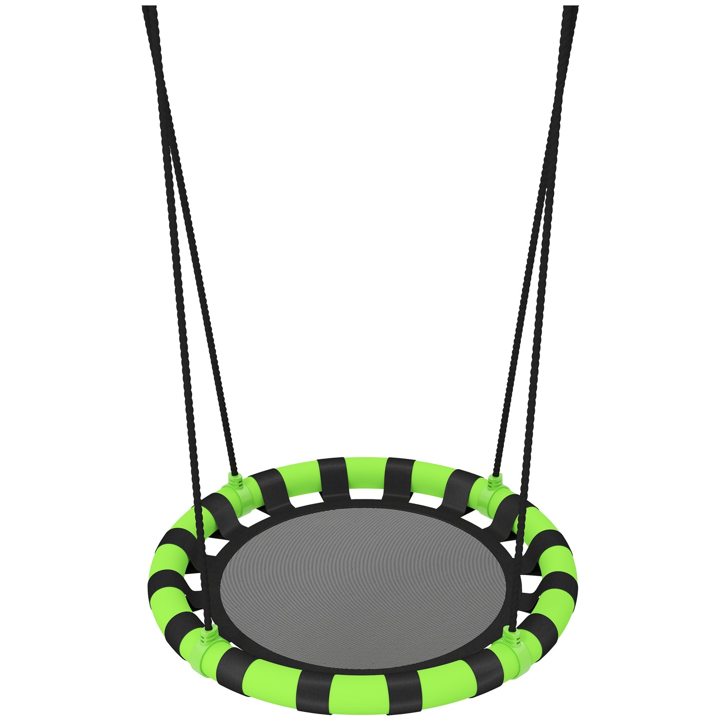 60cm Diameter Kid Nest Swing Seat with Height Adjustable Ropes, for Outdoor, Indoor, Black/Green