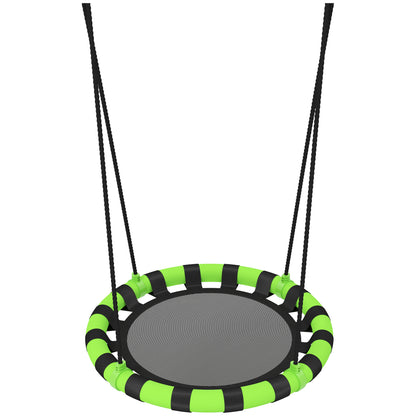60cm Diameter Kid Nest Swing Seat with Height Adjustable Ropes, for Outdoor, Indoor, Black/Green
