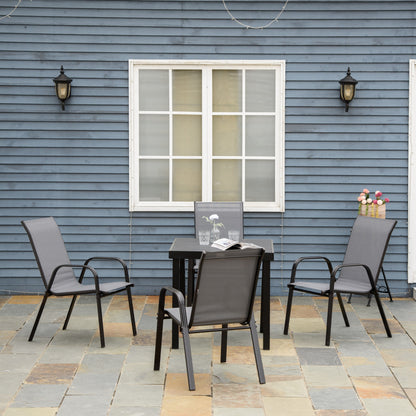 Set of Four Stackable Mesh Seat Chairs - Dark Grey