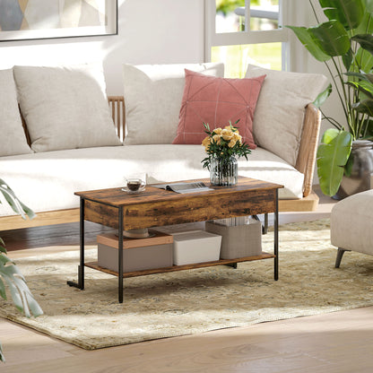 Lift-Top Coffee Table, with Storage - Rustic Brown
