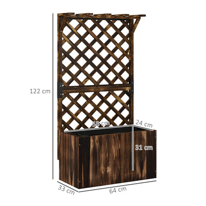 Wooden Planter with Trellis, Freestanding Raised Garden Bed with Drainage Holes