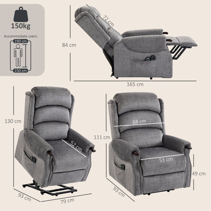Power Lift Recliner with Vibration Massage and Heat, Lift Chair for Tall with Wood Grip, Pocket Spring, Light Grey