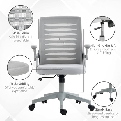 44-53.5cm Adjustable Height Work Chair, with Mesh Back - Grey