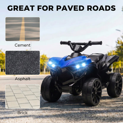 6V Kids ATV, 4 Wheeler Electric Ride on Car with Music and LED Headlights, for Ages 18-56 Months Boys and Girls, Blue