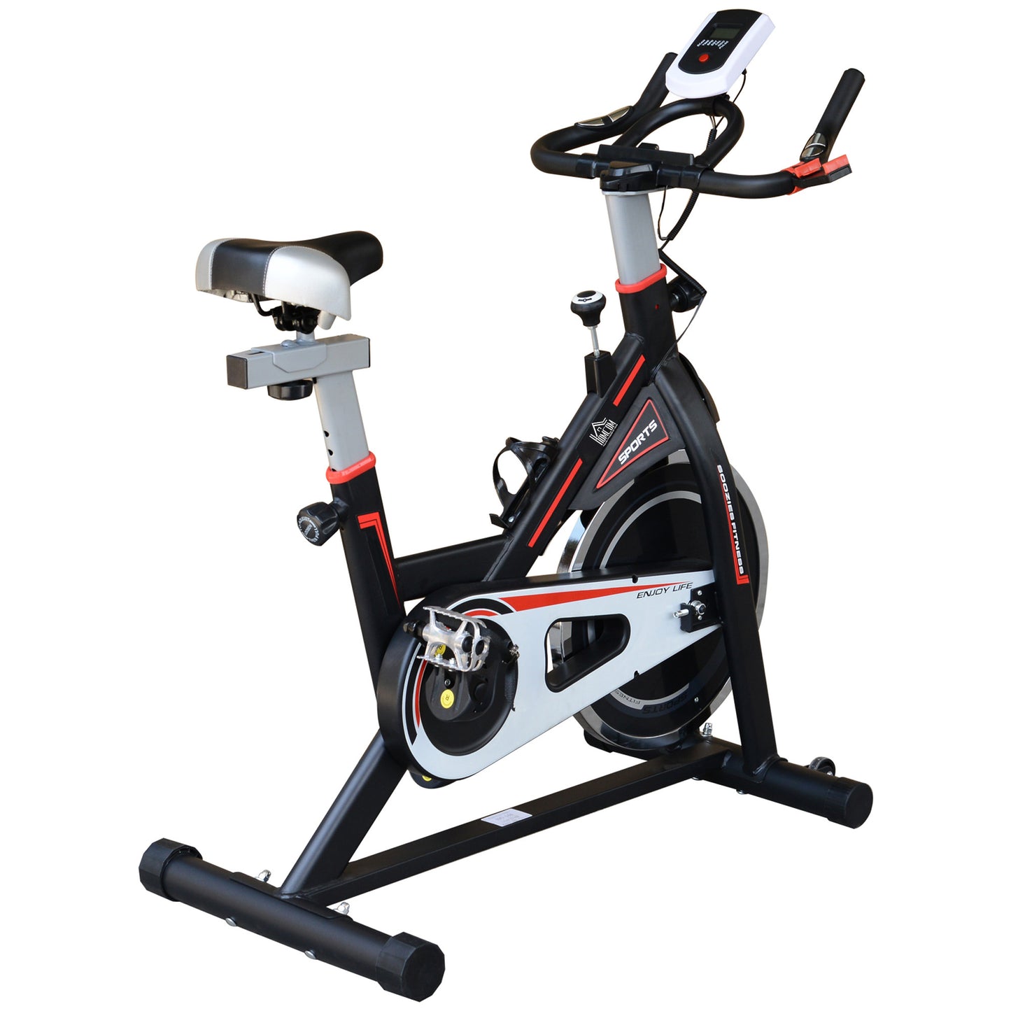 Exercise Bike, Indoor Cycling, with LCD Display, Heart Rate, Sensor - Black