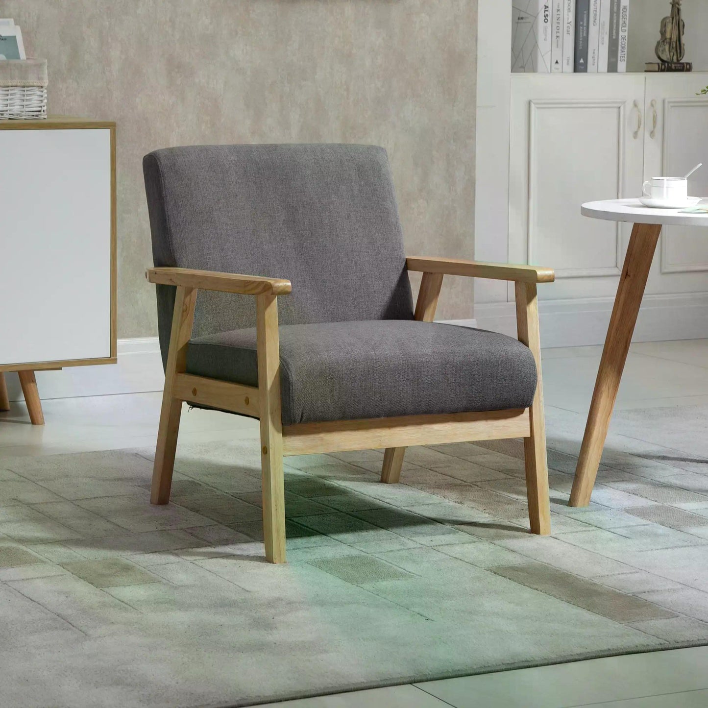 Minimalist Wooden Accent Chair with Padded Seat