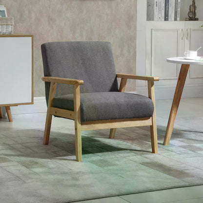 Minimalist Wooden Accent Chair with Padded Seat