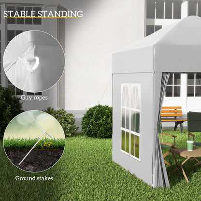 2 x 2 m Garden Pop Up Gazebo, Wedding Party Tent Marquee, Water Resistant Awning Canopy with Sidewalls, Windows, Carry Bag