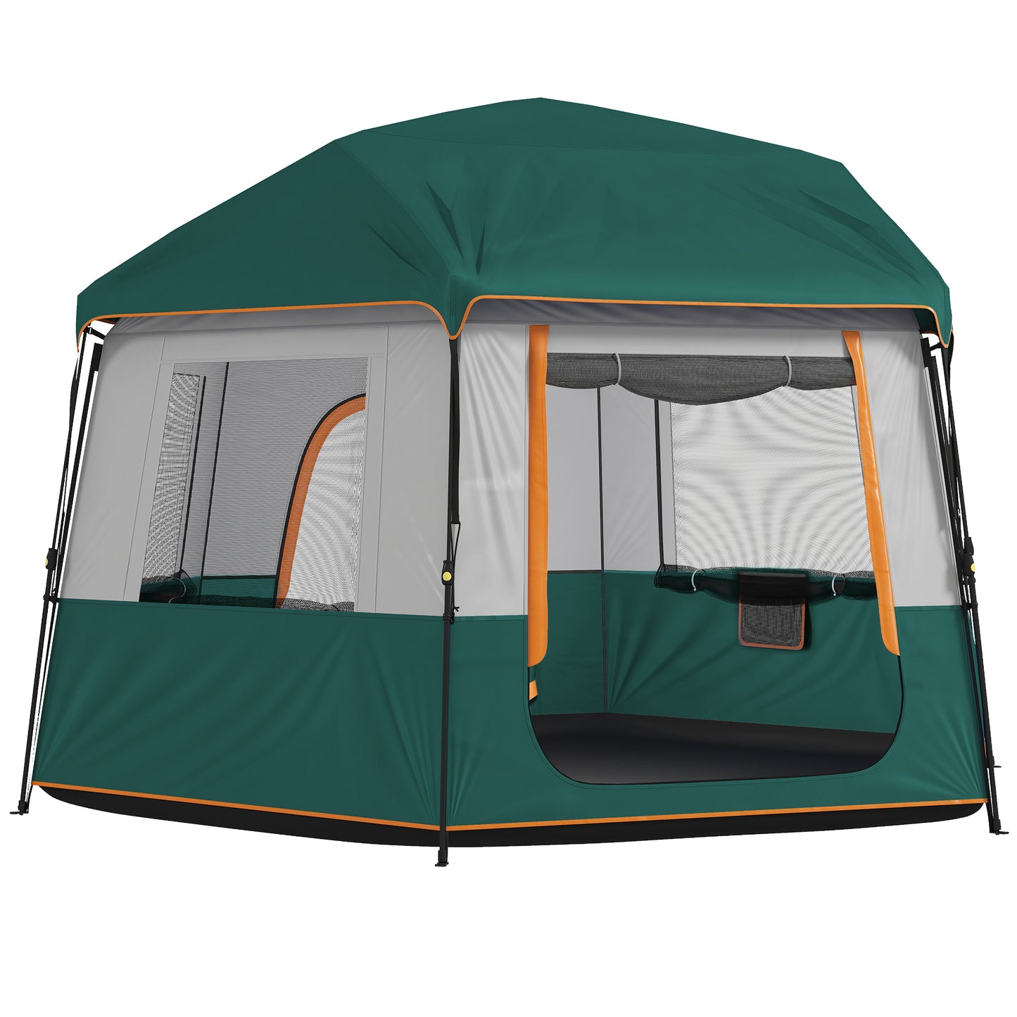 Cabin Tent Easy Setup 3000mm Waterproof Camping Tent 4 Person with Carrying Bag Green
