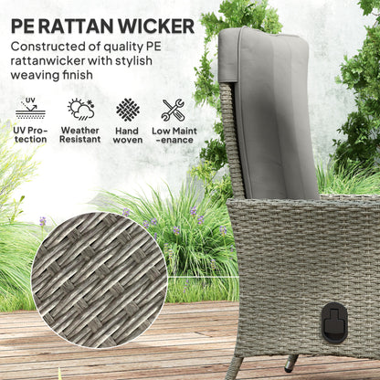 105°-150° Reclining Rattan Chair - Grey