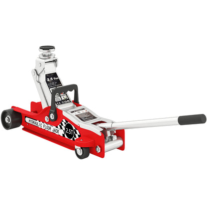 Hydraulic Low Profile Floor Jack, 2.5 Tonne Heavy Duty Steel Trolley Car Jack Lift with 80-360 mm Lifting Range, Wheels