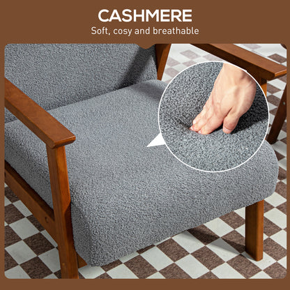 Armchair with Wide Seat, Boucle Accent Chair, Thick Padded Occasional Chair