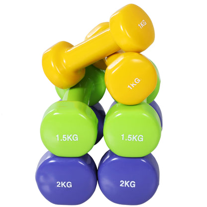 10KG Dumbbells Set with Carry Case, Hand Weights for Women and Men Home Gym Weight Lifting Training, Red, Yellow, Green
