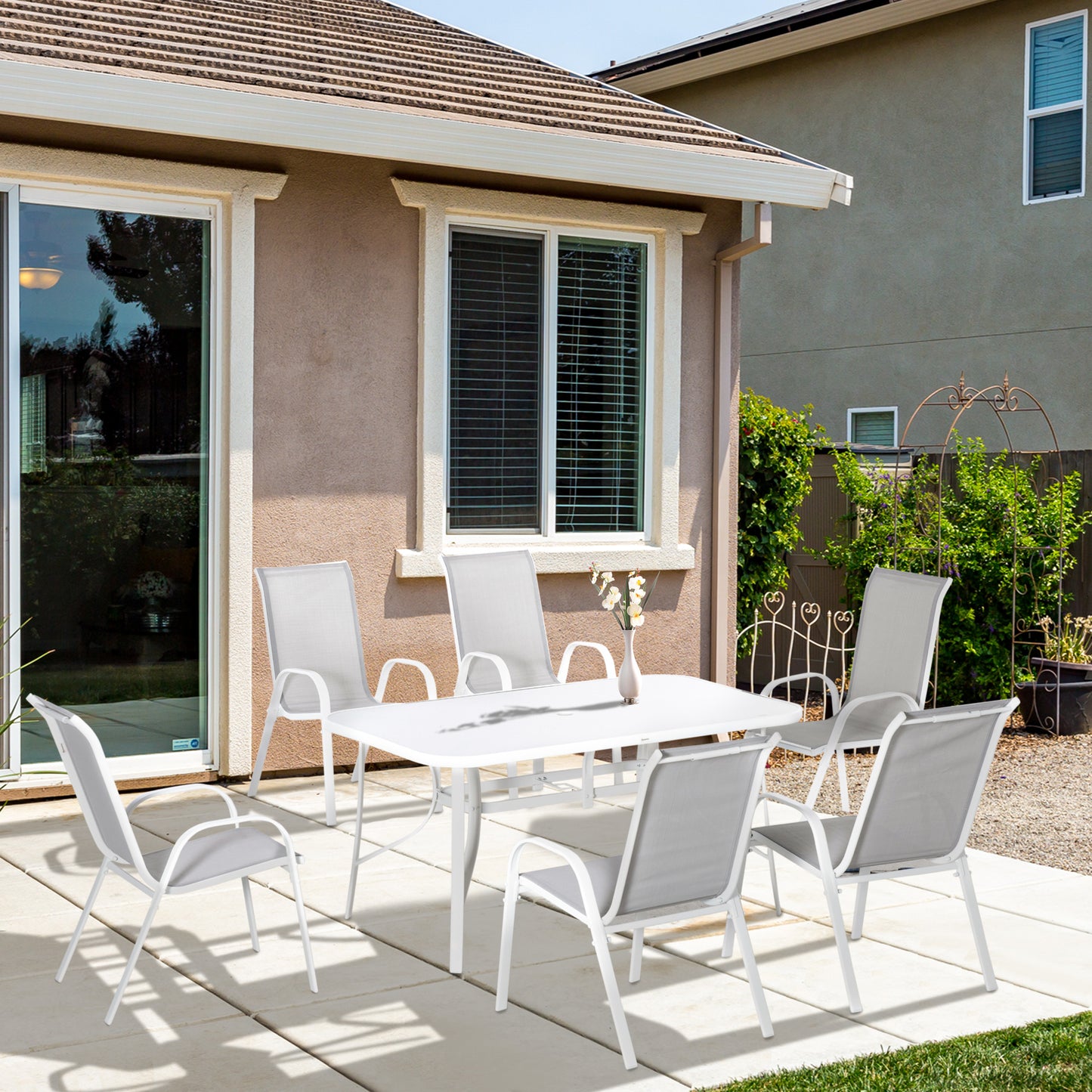 Seven-Piece Outdoor Dining Set - Grey