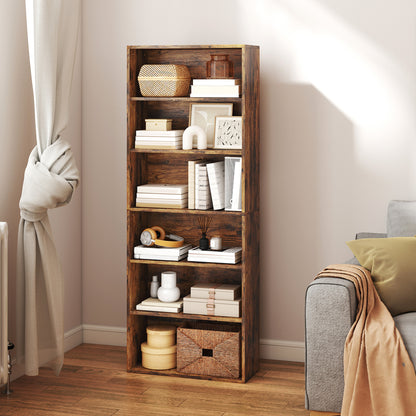Six Shelf Bookcase - Rustic Brown