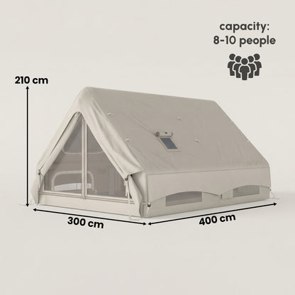 Inflatable Camping Tent, 4 Season Hot Tent 10000mm Waterproof with Chimney Opening, Sky Light and Air Pump, Khaki