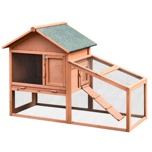 2 Tier Rabbit Hutch Outdoor, Guinea Pig Hutch, Solid Wood Bunny House