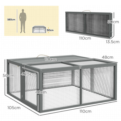 Wooden Folding Rabbit Hutch, for 2-3 Rabbits - Grey