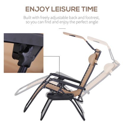 Foldable Reclining Garden Chair with Headrest, Zero Gravity Deck Sun Lounger Seat Chair with Footrest, Armrest
