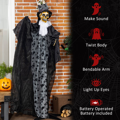 189cm Life Size Outdoor Halloween Decorations Ghost Bridegroom, Animated Prop Animatronic Decor