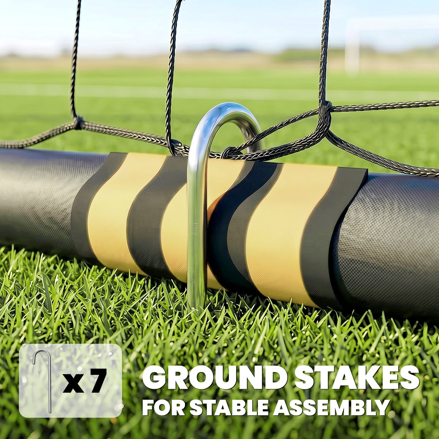 Football Goal, 10 x 6.5ft Football Net with Ground Stakes, EPE Foam Padding and Metal Frame, Easy Assembly, Yellow