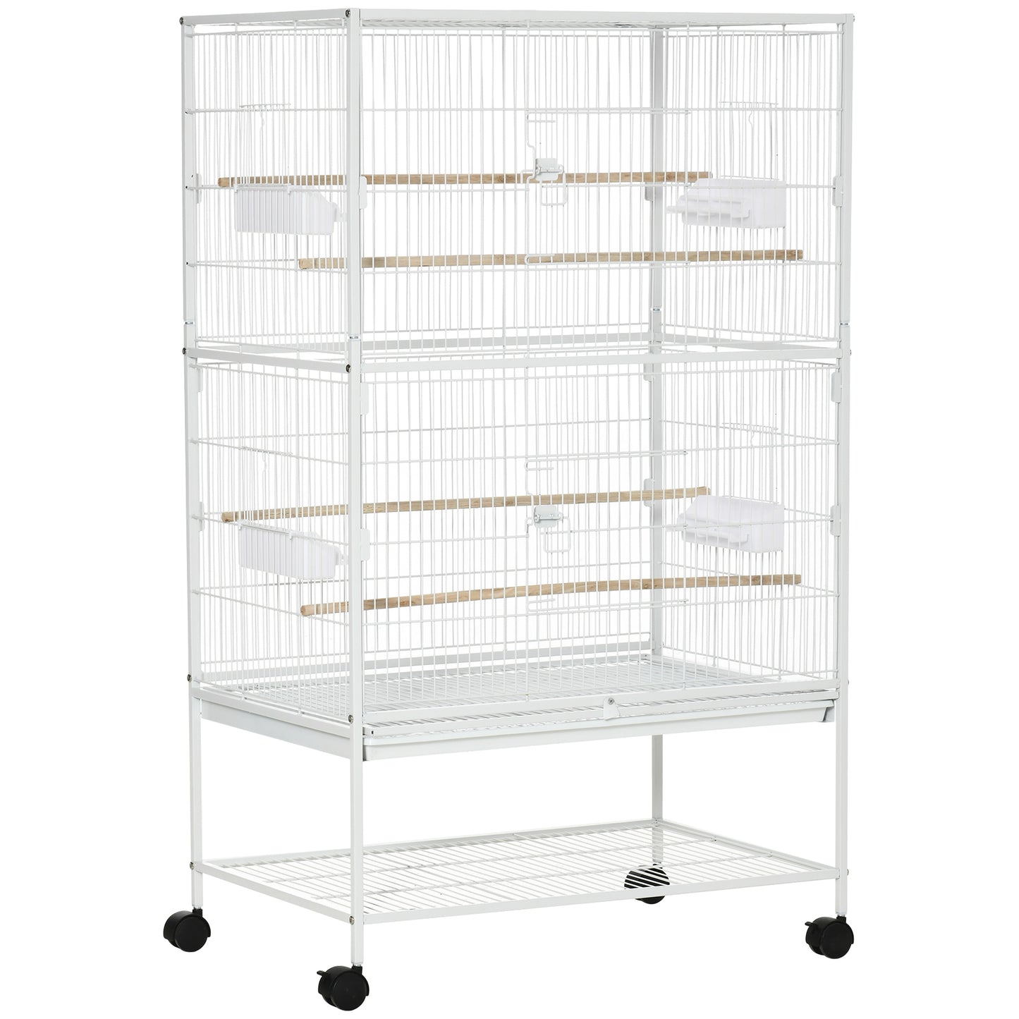 Large Bird Cage Budgie Cage for Finch Canaries Parakeet with Rolling Stand, Slide-out Tray, Storage Shelf, Food Containers
