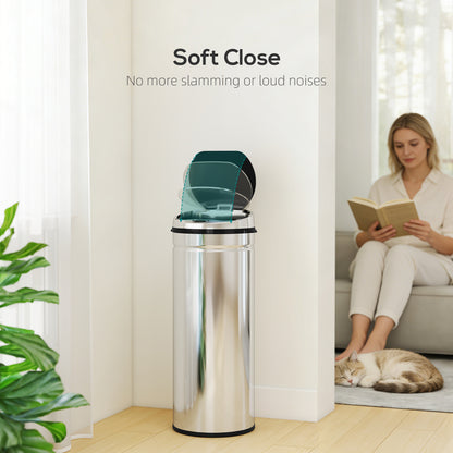 50L Stainless Steel Sensor Bin - Silver Tone