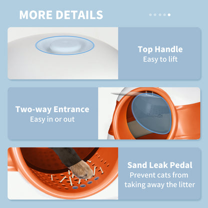 Foldable Cat Litter Tray with Lid, Deodorant, Scoop, Orange