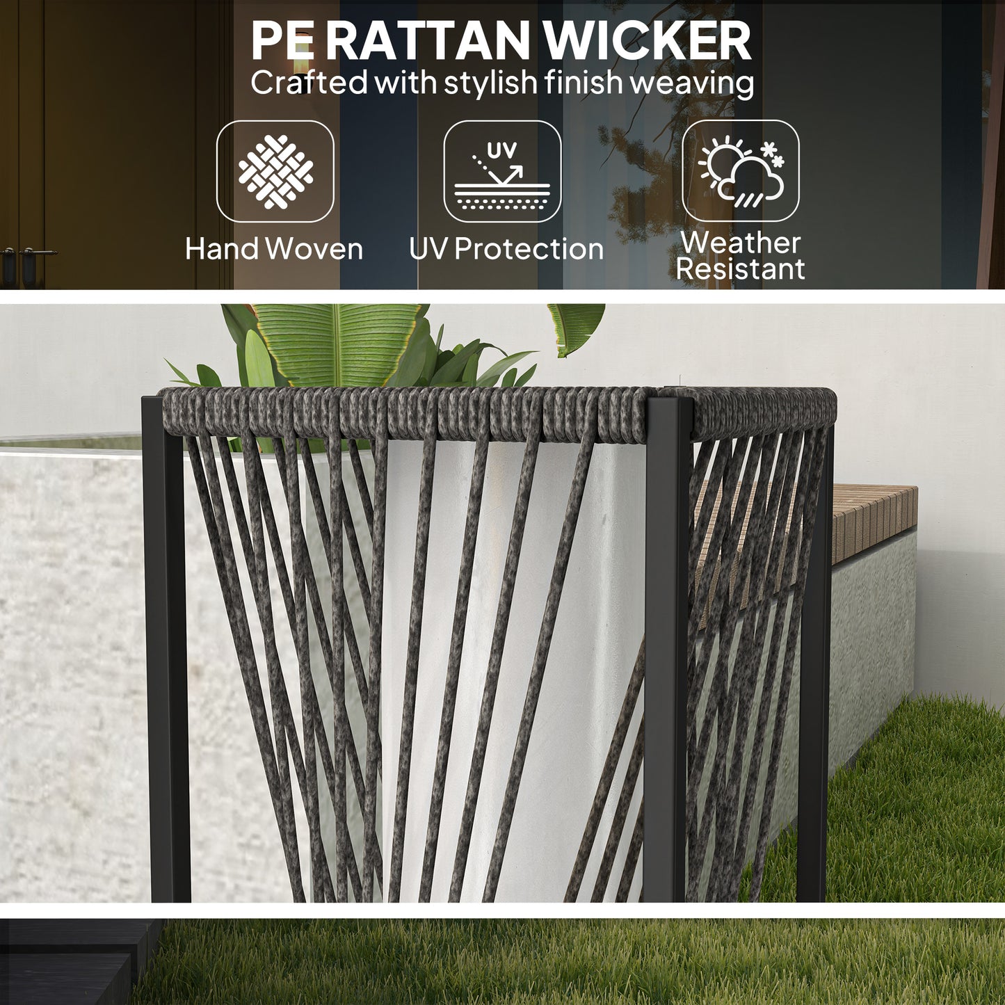 Garden Rattan Lamp, 77 cm Tall Solar Rattan Floor Lamp, Solar Garden Light with Auto On/Off LED Lights
