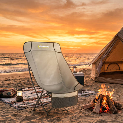 Camping Chair for Adults Heavy Duty Folding Camp Chair with Side Pocket and Carry Bag Khaki